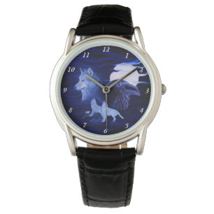 Wolven en Raven met volle maan Horloge