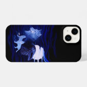 Wolven en Raven met volle maan iPhone Hoesje (Achterkant horizontaal)