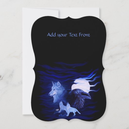 Wolven en Raven met volle maan Kaart (Voorkant)