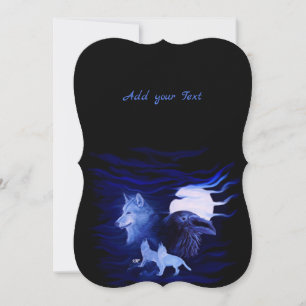 Wolven en Raven met volle maan Kaart