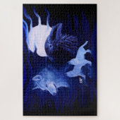 Wolven en Raven met volle maan Legpuzzel (Verticaal)