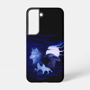 Wolven en Raven met volle maan Samsung Galaxy Hoesje