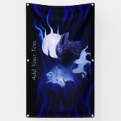 Wolven en Raven met volle maan Spandoek (Verticaal)
