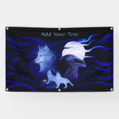 Wolven en Raven met volle maan Spandoek (Horizontaal)