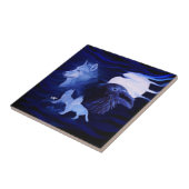 Wolven en Raven met volle maan Tegeltje (Zijkant)