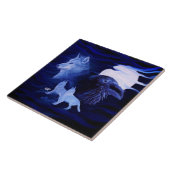 Wolven en Raven met volle maan Tegeltje (Zijkant)