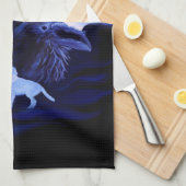 Wolven en Raven met volle maan Theedoek (Quarter Fold)