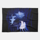 Wolven en Raven met volle maan Theedoek (Horizontaal)