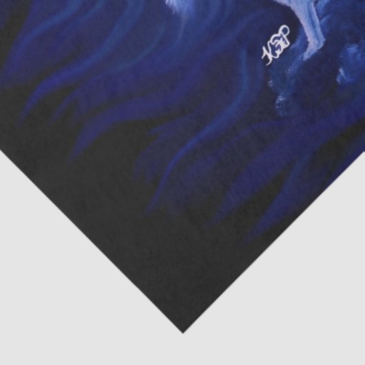 Wolven en Raven met volle maan Tissuepapier (Detail)