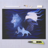 Wolven en Raven met volle maan Tissuepapier (Craft)