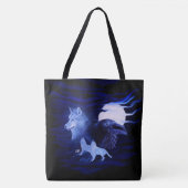 Wolven en Raven met volle maan Tote Bag (Voorkant)
