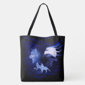 Wolven en Raven met volle maan Tote Bag (Achterkant)