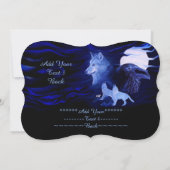 Wolven en Raven met volle maan, voeg Jouw tekst to Kaart (Achterkant)