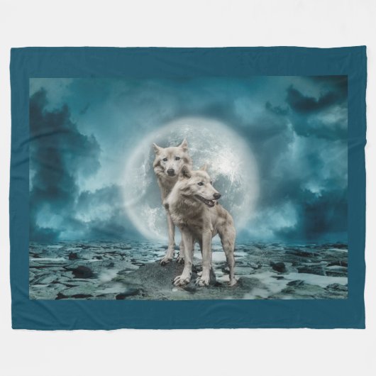 Wolven Fleece Deken (Voorkant (Horizontaal))