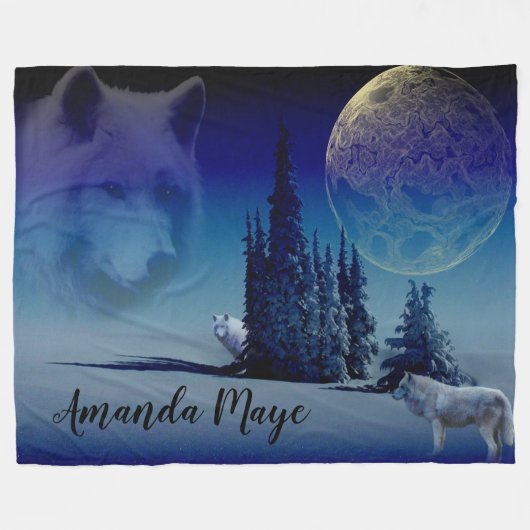 Wolven Fleece Deken (Voorkant (Horizontaal))