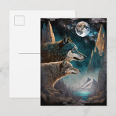 Wolven Full Moon Fantasy Landscape Briefkaart (Voorkant / Achterkant)