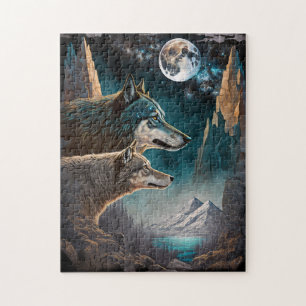 Wolven Full Moon Fantasy Landscape Legpuzzel