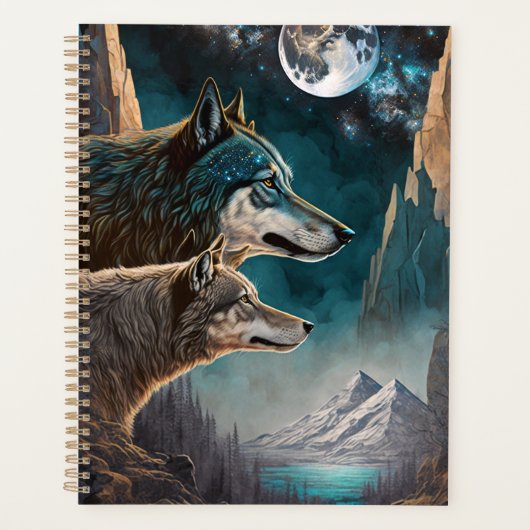 Wolven Full Moon Fantasy Landscape Planner (Voorkant)