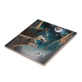 Wolven Full Moon Fantasy Landscape Tegeltje (Zijkant)