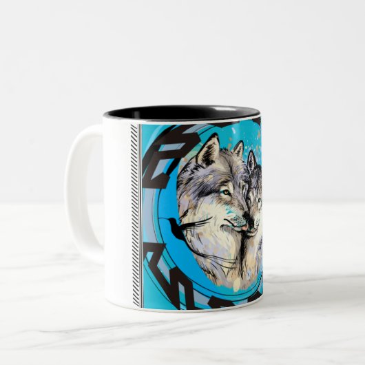 Wolven geconfronteerd met afbeelding mok (Voorkant links)