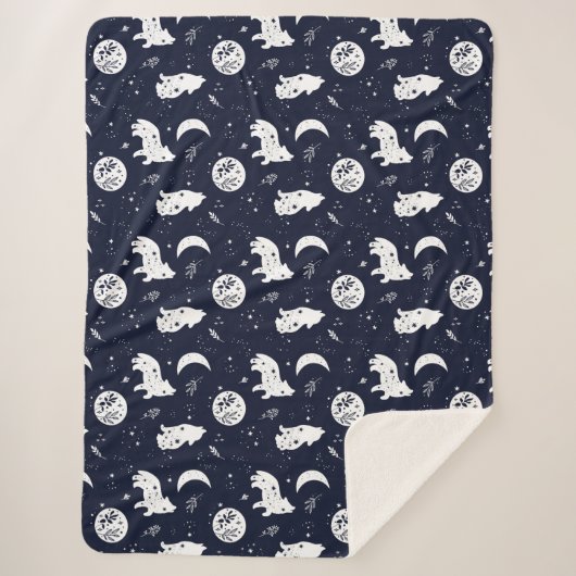 Wolven Howling bij de maan Sherpa Deken (Voorkant)
