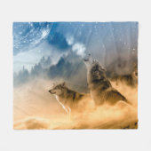 Wolven Howling bij een Full Moon Fleece Deken (Voorkant (Horizontaal))