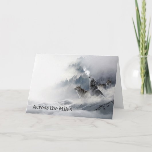 Wolven Howling in het Wenskaart van de winter Kaart (Voorkant)