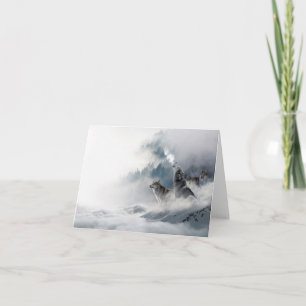 Wolven Howling in WinterWenskaart Blank Kaart