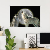 Wolven Howling op Moon Canvas Print (Thuiskantoor)