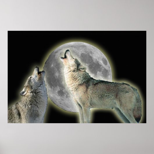 Wolven Howling op Moon Canvas Print (Voorkant)