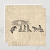 Wolven Howling van de  Wolfkunst van Moon Feestdagenkaart (Voorkant / Achterkant)