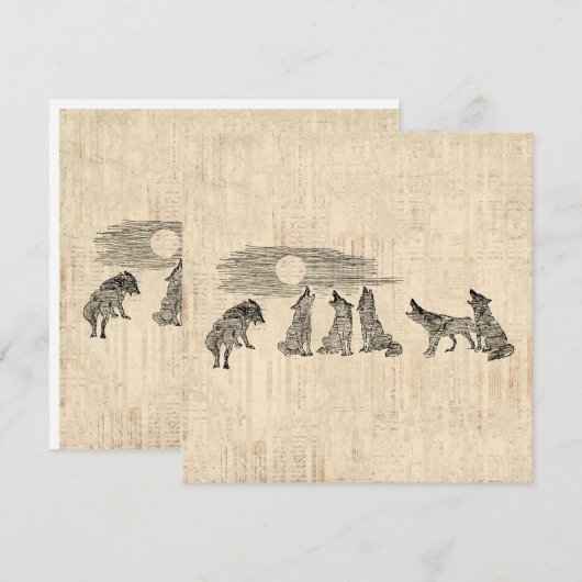 Wolven Howling van de Wolfkunst van Moon Feestdagenkaart (Voorkant / Achterkant)