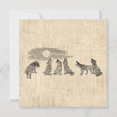 Wolven Howling van de Wolfkunst van Moon Feestdagenkaart (Voorkant)