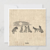 Wolven Howling van de  Wolfkunst van Moon Feestdagenkaart (Achterkant)