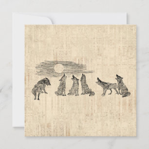 Wolven Howling van de  Wolfkunst van Moon Feestdagenkaart