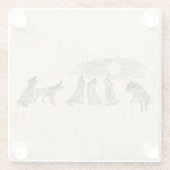Wolven Howling van de  Wolfkunst van Moon Glazen Onderzetter (Achterkant)