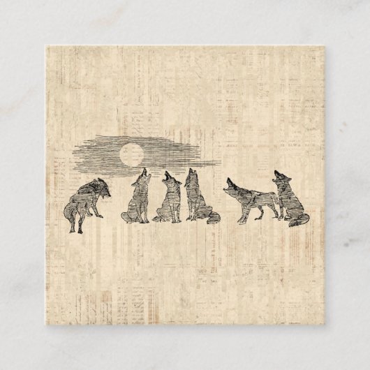 Wolven Howling van de Wolfkunst van Moon Informatiekaartje (Voorkant)