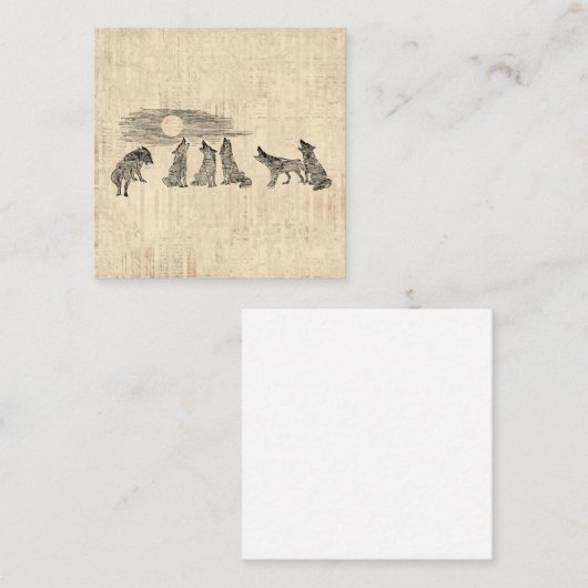 Wolven Howling van de Wolfkunst van Moon Informatiekaartje (Voorkant / Achterkant)