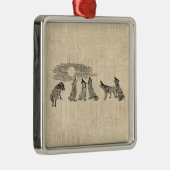 Wolven Howling van de  Wolfkunst van Moon Metalen Ornament (Rechts)