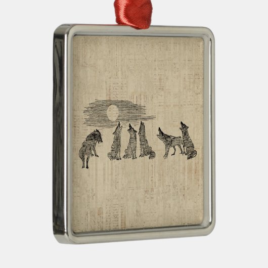 Wolven Howling van de  Wolfkunst van Moon Metalen Ornament (Rechts)