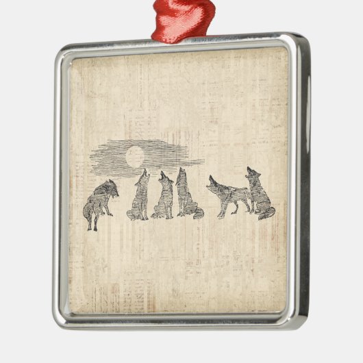 Wolven Howling van de  Wolfkunst van Moon Metalen Ornament (Links)