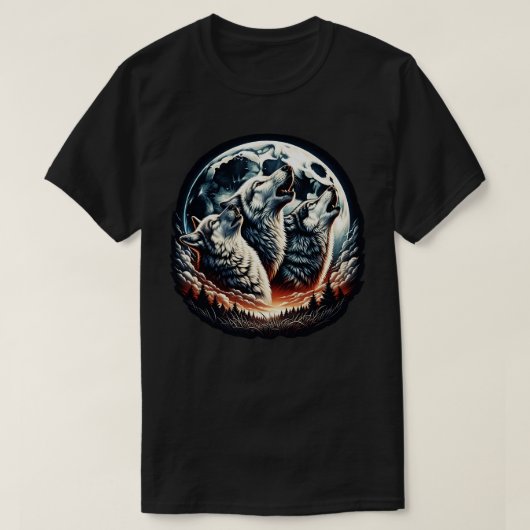 Wolven huilen bij maanlicht t-shirt (Design voorkant)