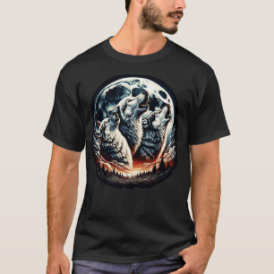 Wolven huilen bij maanlicht t-shirt