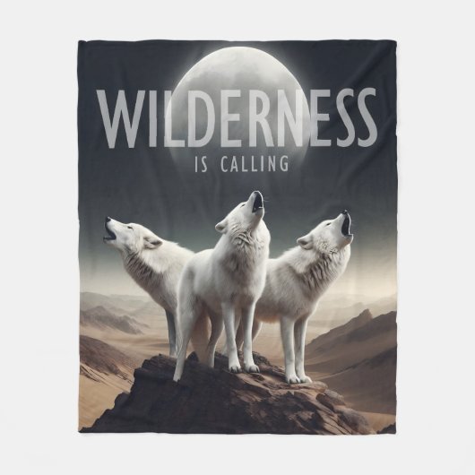 Wolven huilen bij Volle Maan Wildernis roept Fleece Deken (Voorkant)