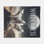 Wolven huilen bij Volle Maan Wildernis roept Fleece Deken (Voorkant (Horizontaal))