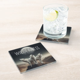 Wolven huilen bij Volle Maan Wildernis roept Glazen Onderzetter