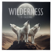 Wolven huilen bij Volle Maan Wildernis roept Tegeltje (Voorkant)