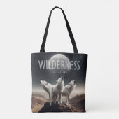 Wolven huilen bij Volle Maan Wildernis roept Tote Bag (Achterkant)