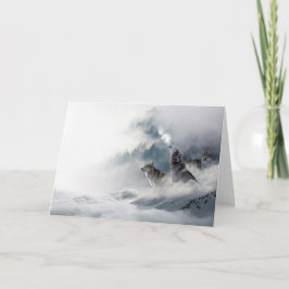 Wolven huilen in het Wenskaart Kaart