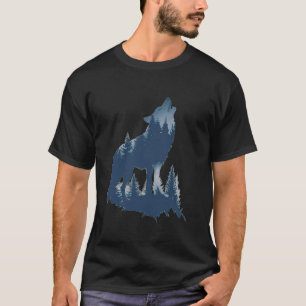 Wolven huilen voor de maan en bos wolf wint t-shirt
